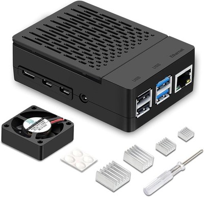 Case for Raspberry Pi 4, ABS Pi 4 Case with Cooling Fan, Pi 4 Heatsink, Simple