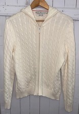 Vintage Tommy Hilfiger Women?s Sz XL Cable Knit Hoodie Cream Color Full Zip Y2K