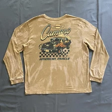 General Motors Long Sleeve Shirt Mens XL Yellow Bleach Dye Chevrolet Camaro Cars