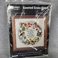 Janlynn Cross Stitch Kit Circle of Songbirds #54-18 Cardinal 14"x 14"  New 