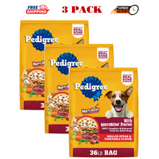 3 Pack - Pedigree with MarroBites Steak & Vegetable Flavor Pieces Adult Dry 36Lb 0.58 per pound