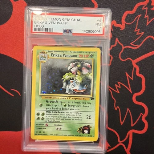 Pokémon TCG Erika's Venusaur Gym Challenge 4 Holo SWIRL Rare - PSA 7 - New Cert