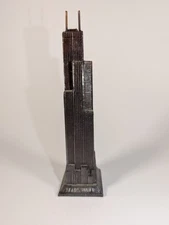 Vintage Sears Tower Chicago Souvenir Statue Architectural Model Metal Look