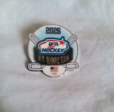 2026 Milano Cortina Olympics NOC Pin Team USA Hockey Puck and Sticks Dated