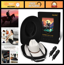 Travel Cowboy Hat Box - Crush Proof Case for Storage  Organizer with Adjustable