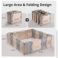 Uanlauo Playpen Baby Fence Foldable 18 Panel Extra Large Portable Yard Gate Box