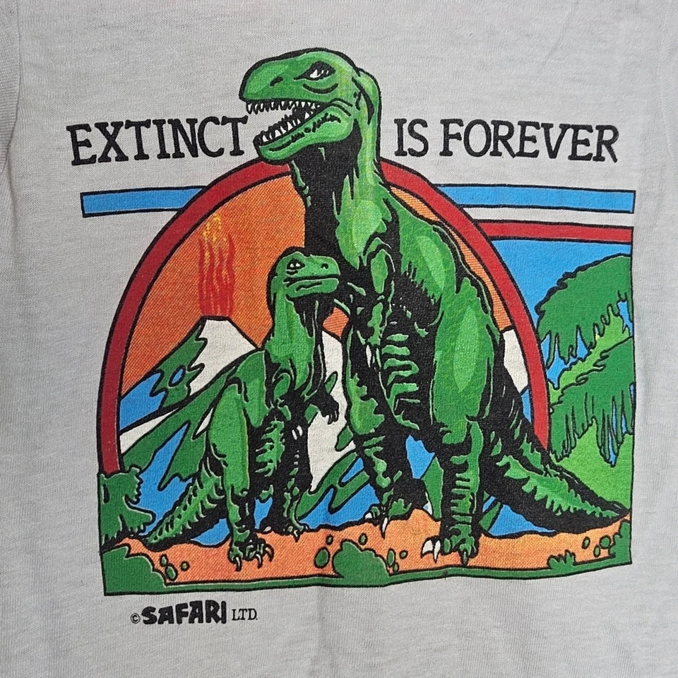Camiseta vintage de dinosaurio de una sola puntada CHED by ANVIL *Extinct is Forever*, talla XS Foto 2 de 4