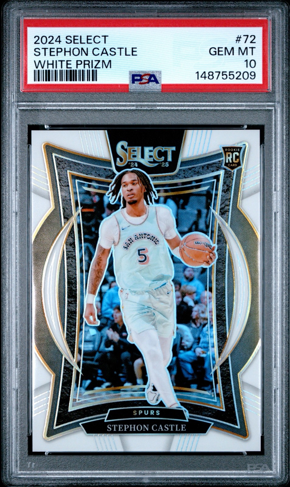 2024-25 Panini Select Concourse Stephon Castle #72 White Prizm /149 (RC) PSA 10