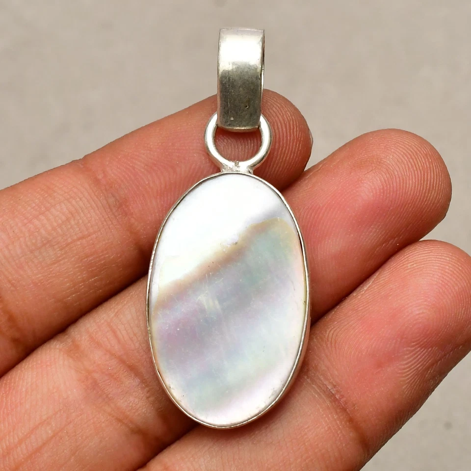 Perlmutt Edelstein 925 Sterlingsilber Handarbeit Schmuck Anhänger 1,69 Zoll - Bild 3 von 4