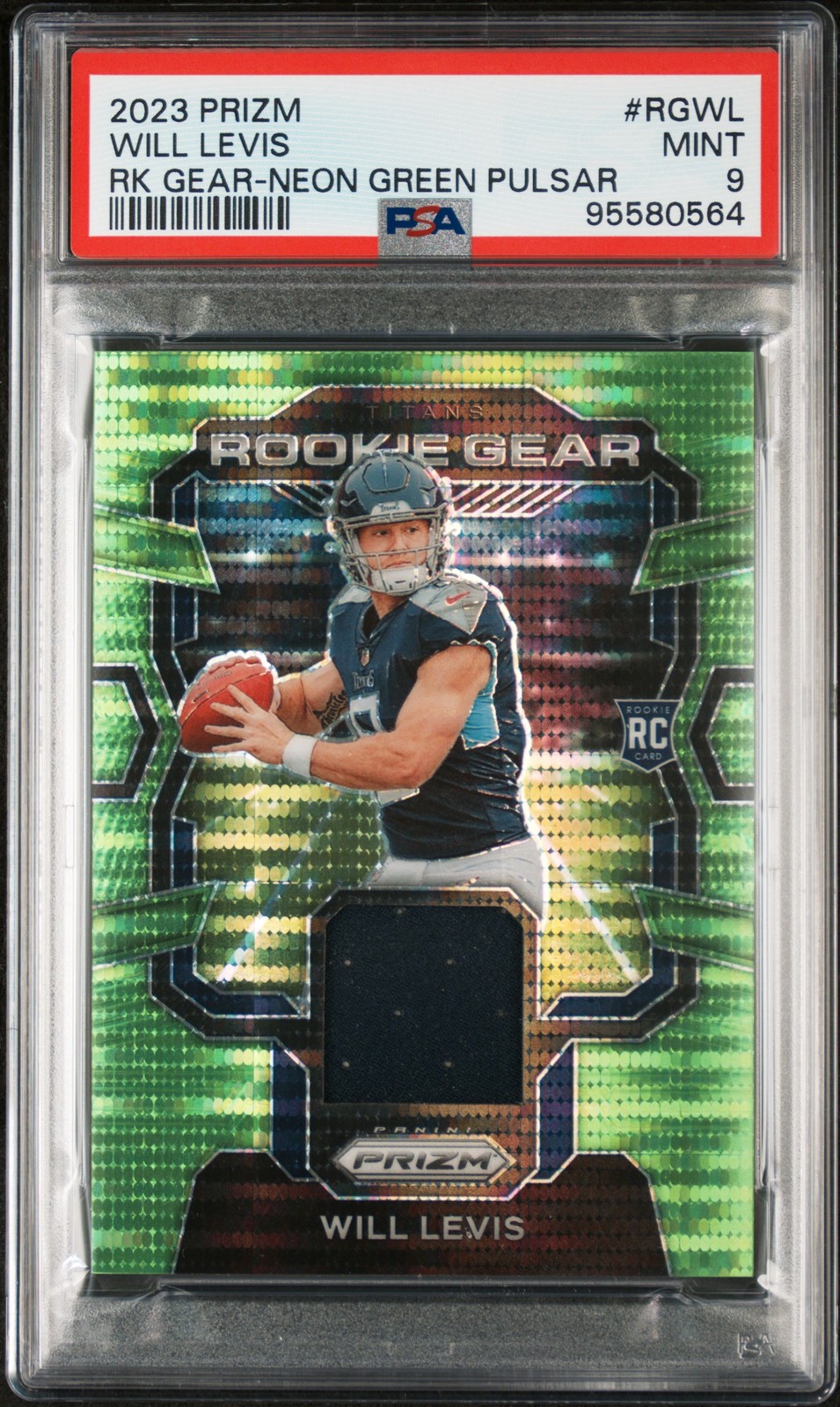 2023 Panini Prizm Rookie Gear #RGWL Will Levis Rk Gear-Neon Green Pulsar PSA 9