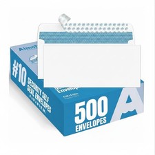 Aimoh#10 Business Envelopes Letter Size Windowless Self Seal Security 500ct