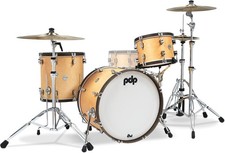 PDP Classic 3-Pc Drum Kit Set 22" Bass - Natural Satin Shells w/ Walnut Hoops