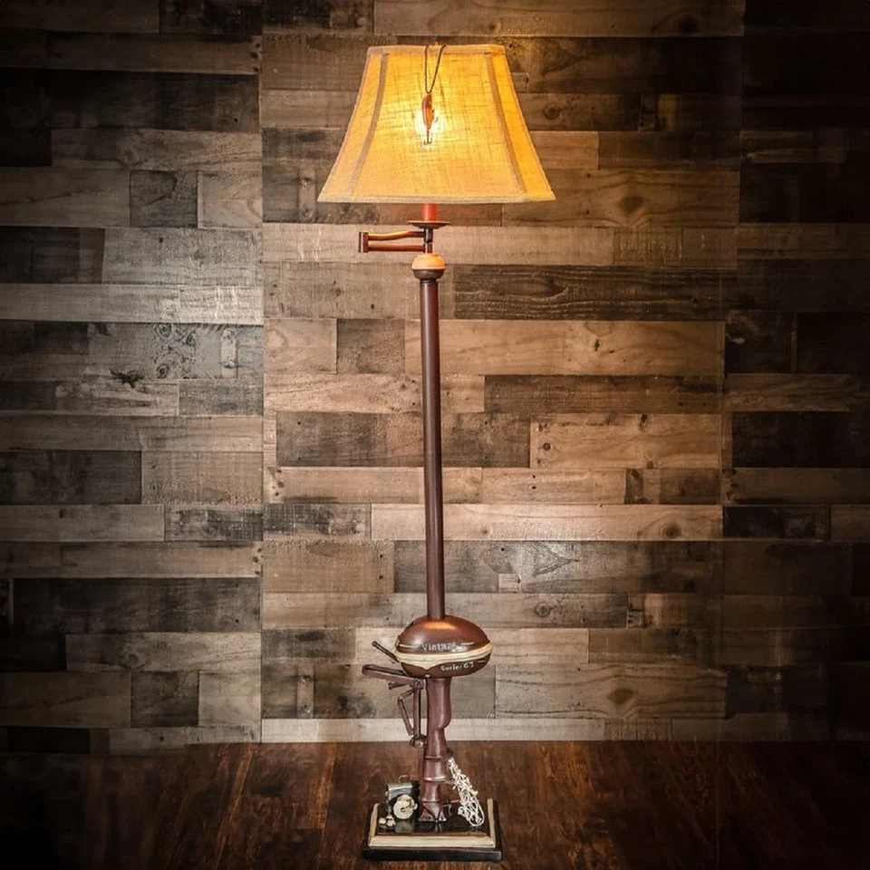 Lámpara de Pie Estilo Vintage Barco de Pesca Motor Fueraborda Lago Náutico Rústico 65"H Foto 2 de 4