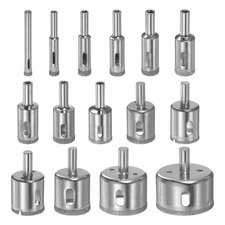 15pcs 6mm-50mm Diamond Drill Bits Hollow Drill Hole Saw Set for Glass Tile Stone