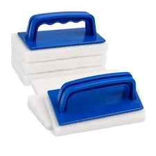 6 Pcs Hand Scrubber, Bathtub Scrubber with Handle, Non-Scratch Bathroom Blue