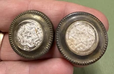 2 WHITE STAR Sulphide Threaded Cover: Antique Victorian Picture Hanging Nails