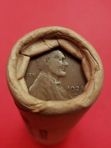1915-S LINCOLN WHEAT CENT 1923-S LINCOLN WHEAT PENNY COIN ROLL ENDERS BANKROLLED