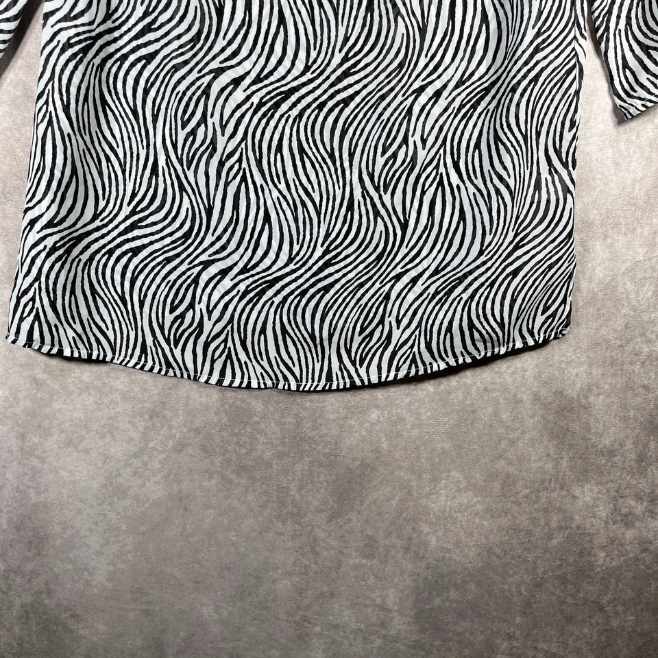 Top Berek Travelsmith para mujer grande blanco negro estampado de cebra túnica con cuentas playa Foto 3 de 4