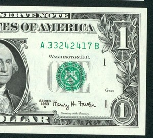 $1 1963 ((CHOICE/ GEM)) Federal Reserve Note ** CURRENCY (2nd of 4 consecutive)