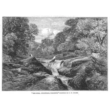 YORKSHIRE The Strid, Wharfedale - Antique Print 1852