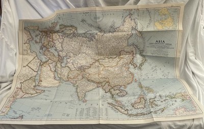 Vintage National Geographic Map Asia And Adjacent Regions March 1951