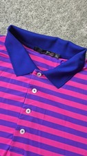 Ralph Lauren Polo Mens RLX Golf Shirt Large Stretch Pink Blue Striped