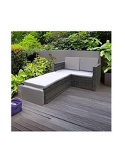 EVRE 2 Seater Outdoor Rattan Garden Love Bed  Set Grey for Patio Conservatory