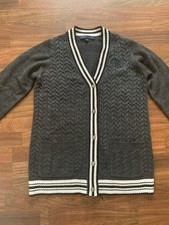 Tommy Hilfiger Women  s Med Cardigan Preppy Gray Cable-Knit Button Down RN 54163