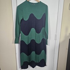 Marimekko x Uniqlo Collab Wool Blend Midi Length Sweater Dress Art to Wear Sz S