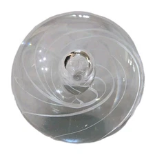 Art Glass Paperweight Sphere Clear With White Swirl And Bubble Handblown 3 Inch
