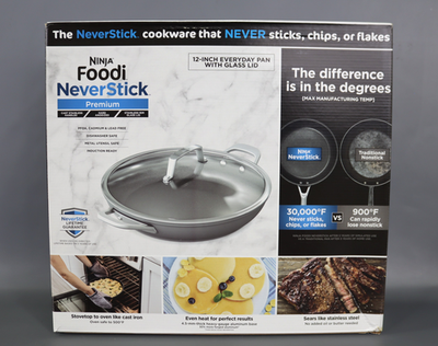 #ad Ninja C30830 Foodi NeverStick Premium 12 Inch Everyday Pan with Glass Lid $75.00