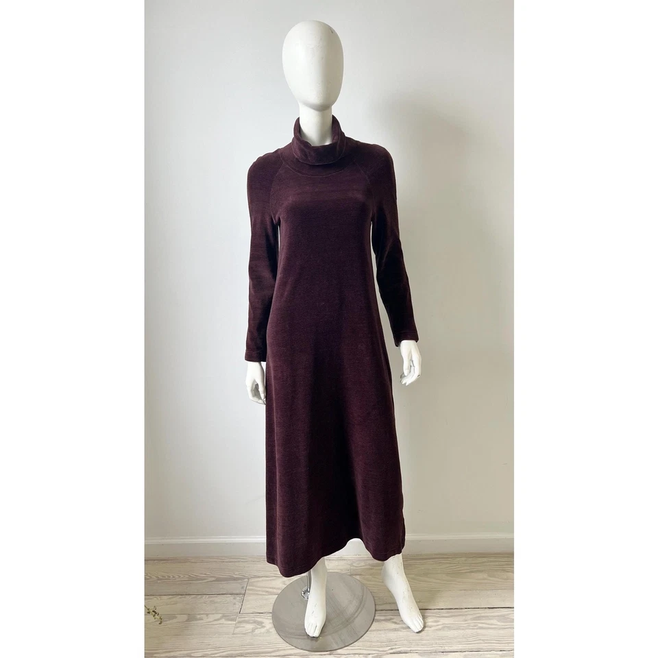 1990s Dress / 90s Marimekko Velour Turtleneck Dress / Small - Image 2 of 4
