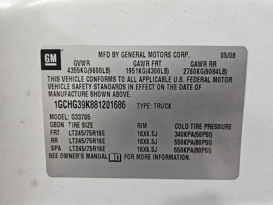 2008 Chevrolet Express 3500 6.0L Gas Engine w/199k Miles, AT (VIN K, 8th Digit) - Image 4 of 4