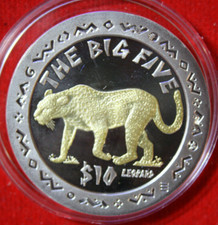 Africa Sierra Leone 10 Dollars 2001 Silver 1 oz #F5093 "Leopard - The Big Five" 96.27 per troy oz