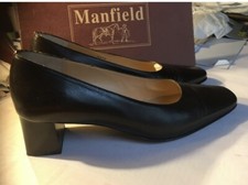 Escarpins MANFIELD Pointus Velours Noir Avec Pampilles - Doublure Cuir - Taille 35 EU - Occasion En Bon état