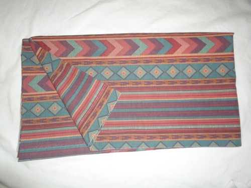 VINTAGE REVMAN CANYON SOUTHWESTERN BLUE GREEN RUST (1) QUEEN FLAT SHEET 90X98 - Picture 5 of 10