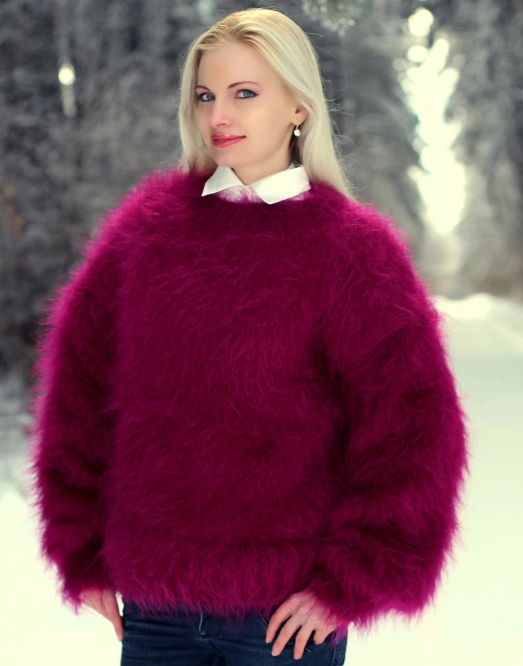 Suéter mohair difuso cuello redondo diseñador grueso tejido a mano SUPERTANYA Foto 4 de 4