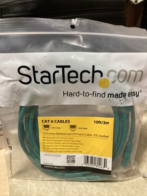 StarTech Cat6 10ft Molded Patch Cable Cord - Green