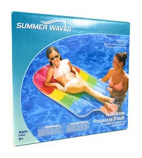 Inlfatable Swimming Pool Float Colorful Rainbow Popsicle Party Raft 56.5x25x6.5