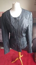 Kate Moss Top Shop Womens Leather Jacket, Size 10, Black