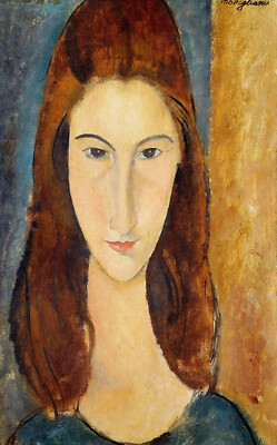 Amedeo Modigliani ''Jeanne Hebuterne'' Green Artwork PAPER or CANVAS Fine Art