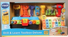 Vtech Toolbox Drill & Learn Deluxe Toy Hammer Wrench Saw Music Set NEW in box