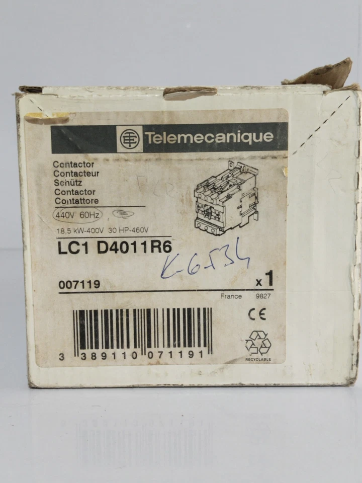 TELEMECANIQUE LC1D4011R6 POWER CONTACTOR COIL VOLTAGE 220AC FREE FAST SHIPPING - Image 3 of 4