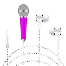 Popular Earphone 3.5mm w/ Mini Mobile Phone Microphone Small Karaoke f CellPhone