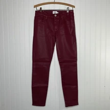 NWT HUDSON Natalie Bordeaux Coated Super Skinny Ankle Jeans 28