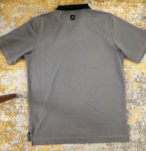 Polo de golf FootJoy FJ para hombre grande negro gris rendimiento geométrico bolsillo en el pecho - Imagen 5 de 11