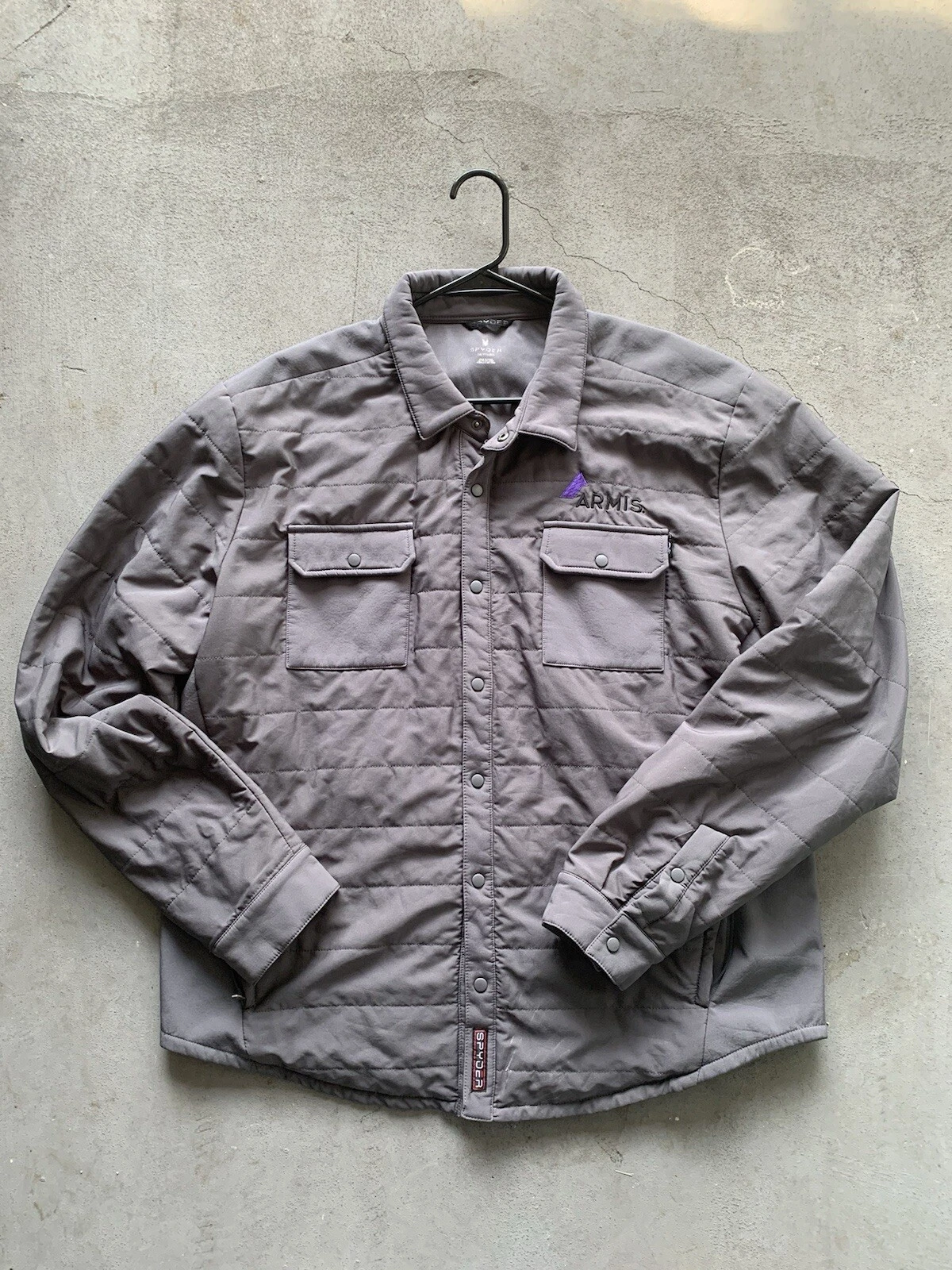 Spyder grey lightweight quilted jacket with embroidered logo