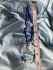 Bright Blue, White Glass Bead Accent With Hematite Necklace