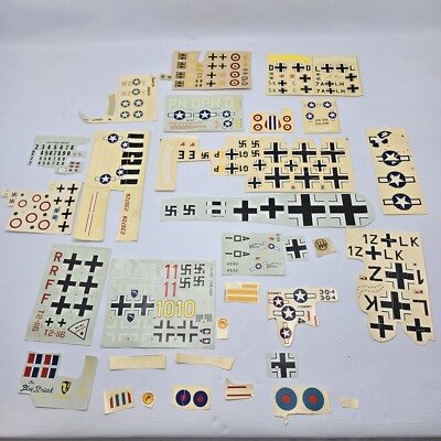 Old German Decal sheets, Some Partially Used, Some In Bad Shape