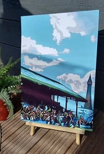 Blackpool Bloomfield Road football Stadium illustration PRINT. Size A3.